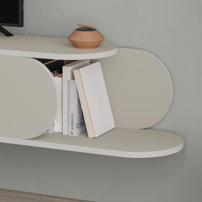 Tone Modern Wall Mounted TV Unit Stand Sandstone with Storage