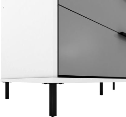 Madrid 3 Door 2 Drawer Mirrored Wardrobe – Grey/White Gloss Finish