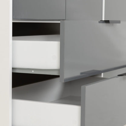 Madrid 3 Door 2 Drawer Mirrored Wardrobe – Grey/White Gloss Finish