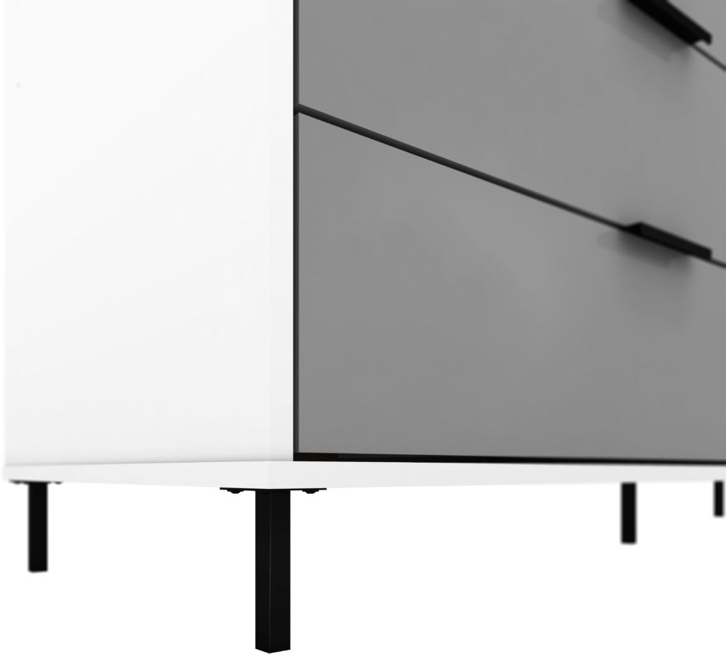Madrid 4 Door 2 Drawer Mirrored Wardrobe – Grey/White Gloss Finish