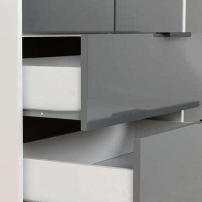 Madrid 4 Door 2 Drawer Mirrored Wardrobe – Grey/White Gloss Finish