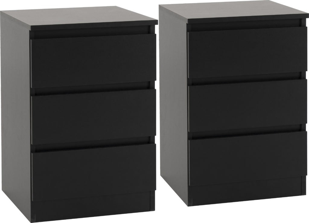 Malvern 3 Drawer Bedside (PAIR) – Multiple Finishes