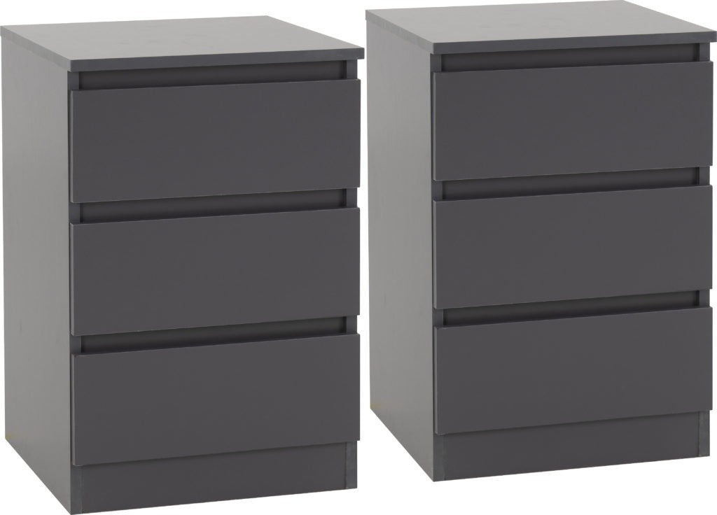Malvern 3 Drawer Bedside (PAIR) – Multiple Finishes