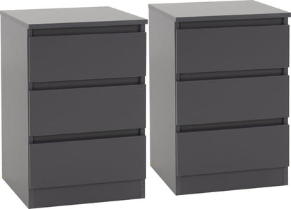 Malvern 3 Drawer Bedside (PAIR) – Multiple Finishes