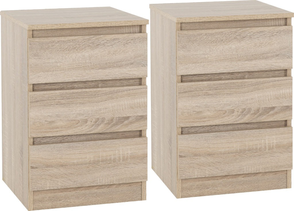 Malvern 3 Drawer Bedside (PAIR) – Multiple Finishes