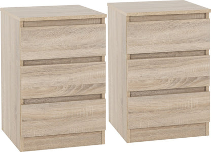 Malvern 3 Drawer Bedside (PAIR) – Multiple Finishes