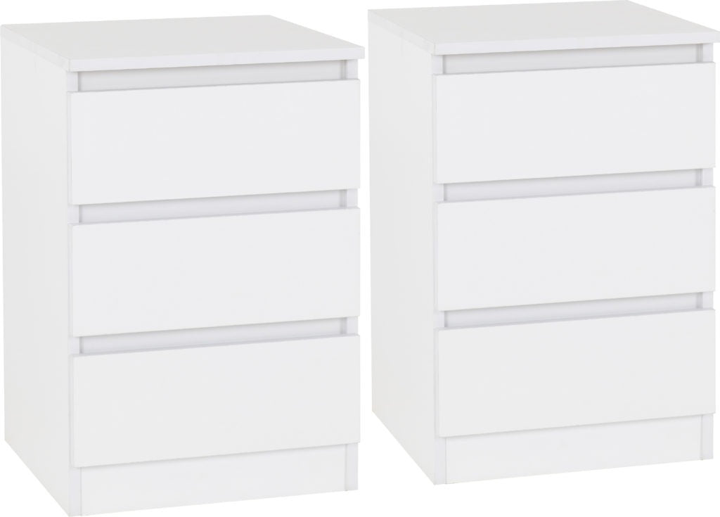 Malvern 3 Drawer Bedside (PAIR) – Multiple Finishes