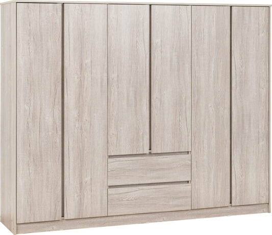 Malvern 6 Door Wardrobe – Urban Snow Finish