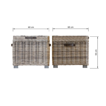 Maya Handmade Kubu Rattan Storage Side Table Limewash