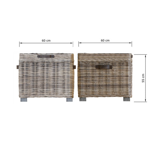 Maya Handmade Kubu Rattan Storage Side Table Limewash