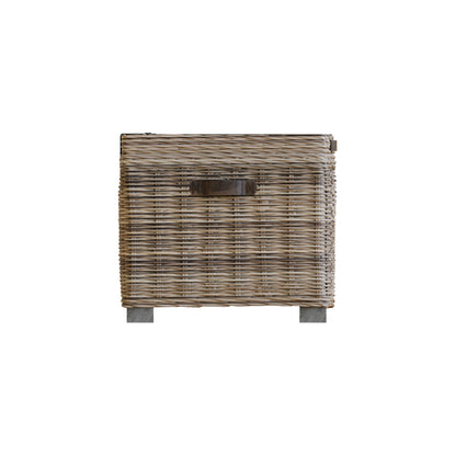Maya Handmade Kubu Rattan Storage Side Table Limewash