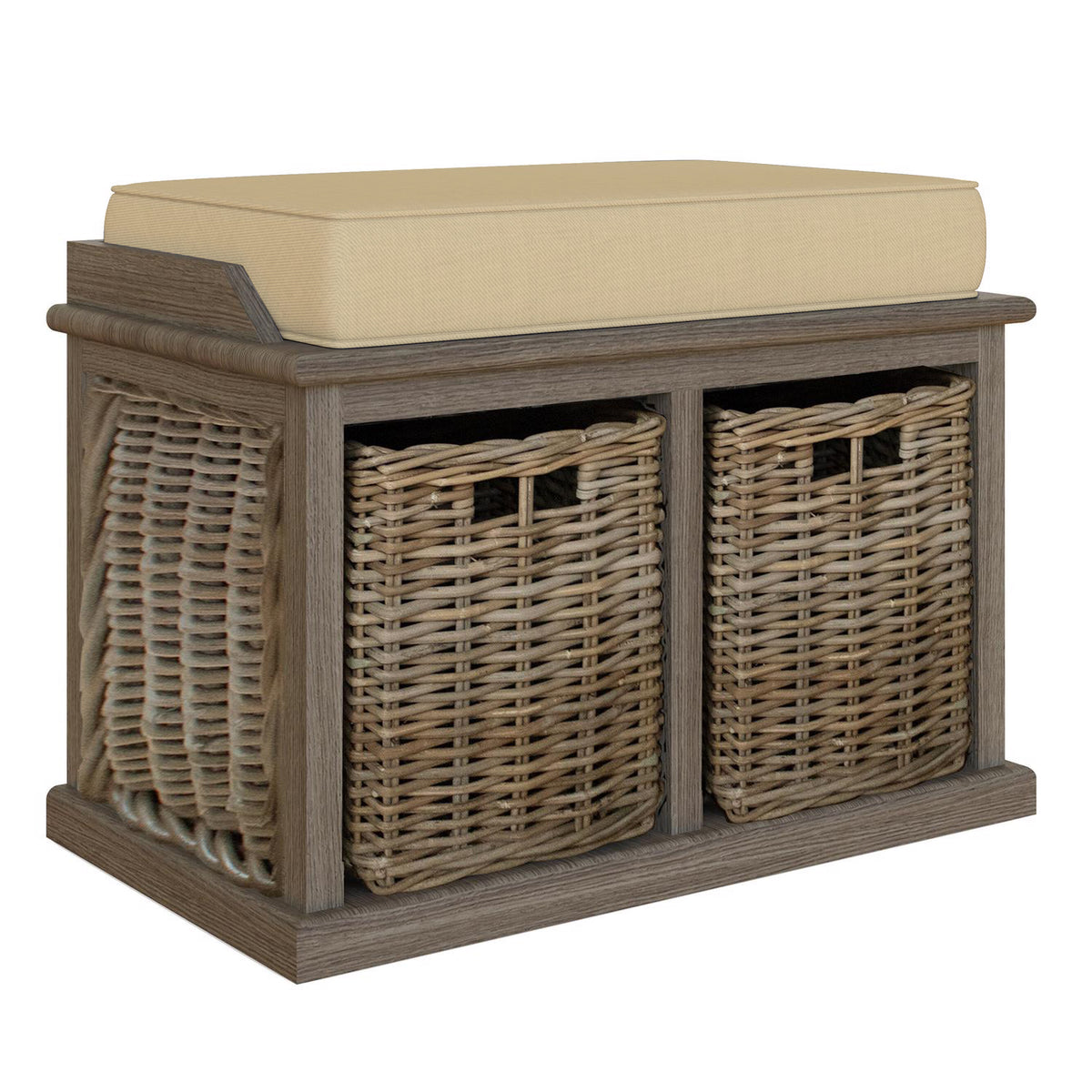 Maya Handmade Kubu Rattan Small Basket Storage Bench