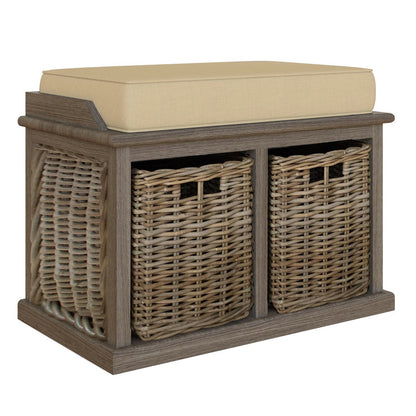 Maya Handmade Kubu Rattan Small Basket Storage Bench