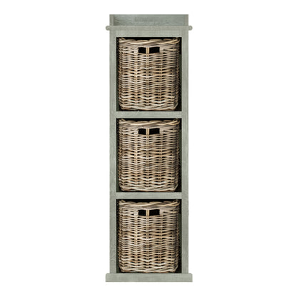 Maya Handmade Kubu Rattan 3 Basket Storage Unit Limewash