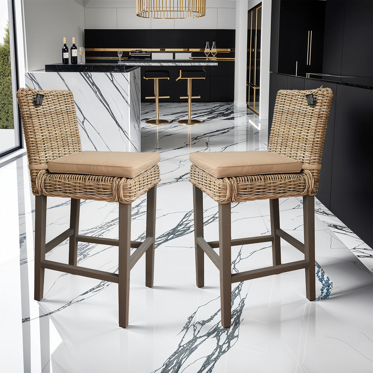 Maya Bar Stools Greywash Set of 2