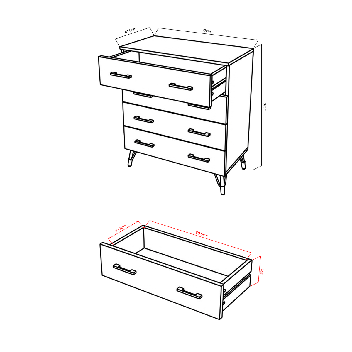 Maldon White 4 Drawer Chest Of Drawers