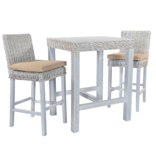 Maya Rattan Bar Table - Whitewash