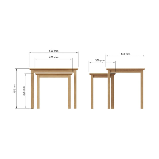 Taberno Oak Nest Of 2 Tables Natural Oak