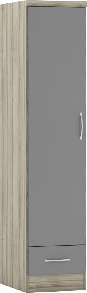 Nevada 1 Door 1 Drawer Wardrobe – Multiple Finishes