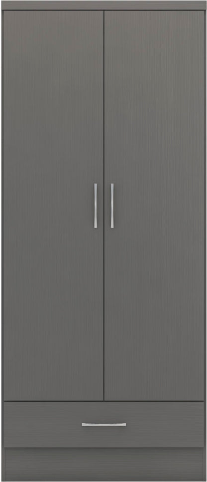 Nevada 2 Door 1 Drawer Wardrobe – Multiple Finishes