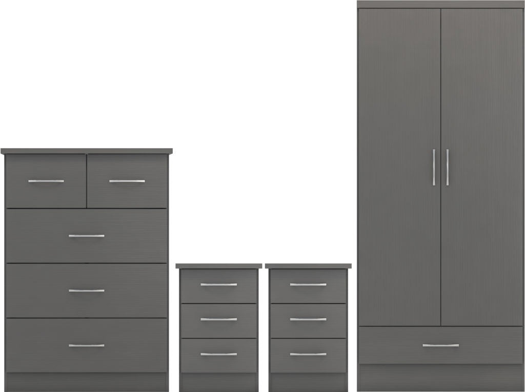 Nevada 2 Door 1 Drawer Wardrobe Bedroom Set – Multiple Finishes