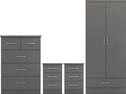 Nevada 2 Door 1 Drawer Wardrobe Bedroom Set – Multiple Finishes
