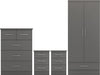 3D Effect Grey / 2 Door 1 Drawer Wardrobe Bedroom Set