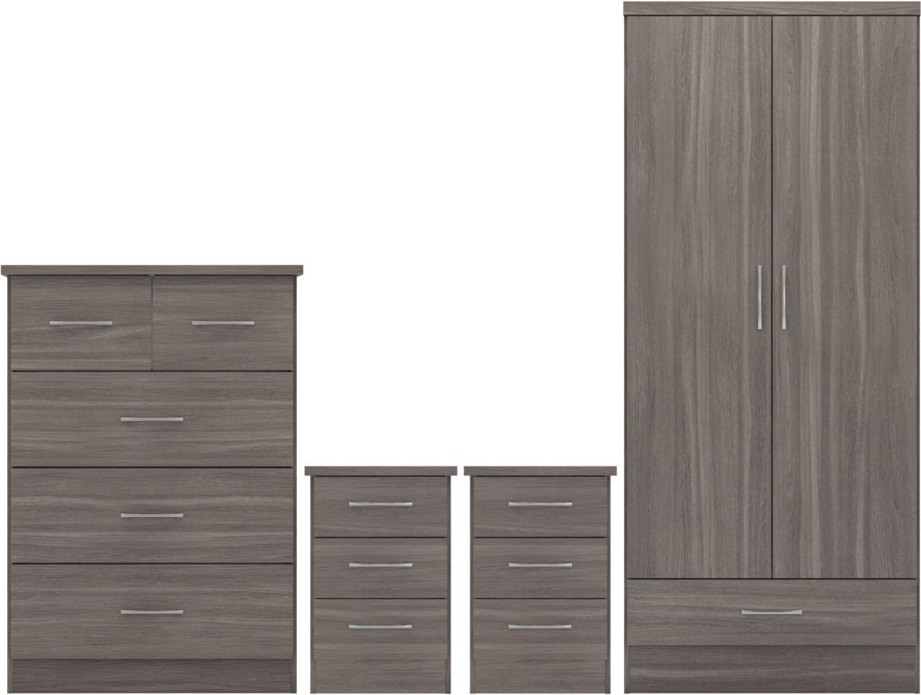 Nevada 2 Door 1 Drawer Wardrobe Bedroom Set – Multiple Finishes