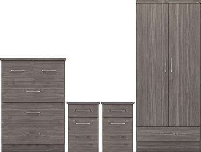 Nevada 2 Door 1 Drawer Wardrobe Bedroom Set – Multiple Finishes