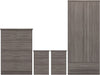 Black Wood Grain / 2 Door 1 Drawer Wardrobe Bedroom Set