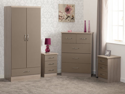 Nevada 2 Door 1 Drawer Wardrobe Bedroom Set – Multiple Finishes