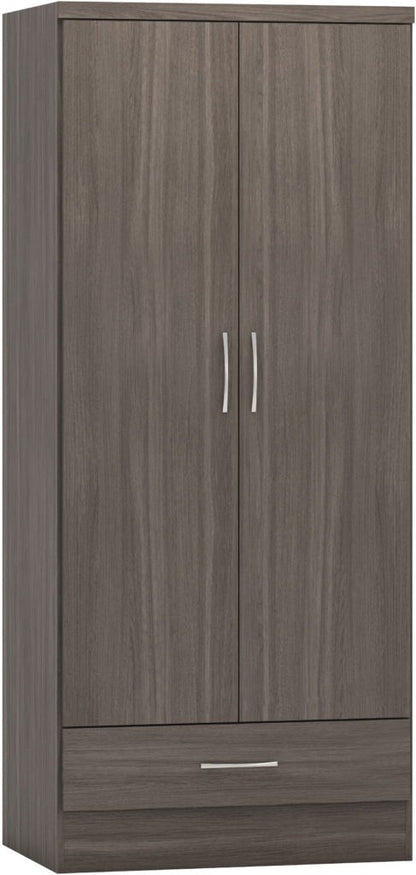 Nevada 2 Door 1 Drawer Wardrobe – Multiple Finishes