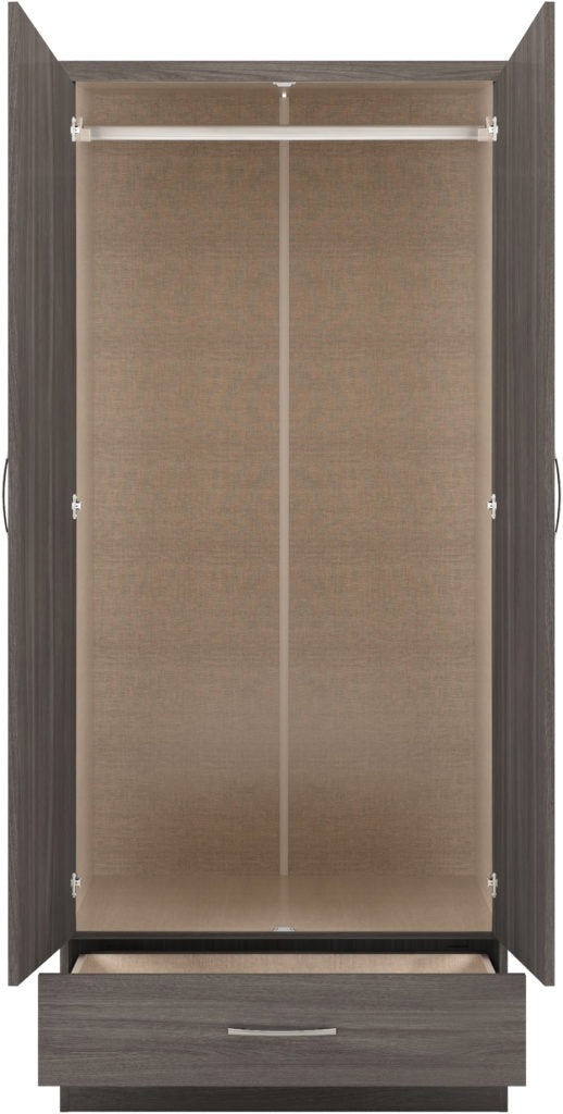 Nevada 2 Door 1 Drawer Wardrobe – Multiple Finishes