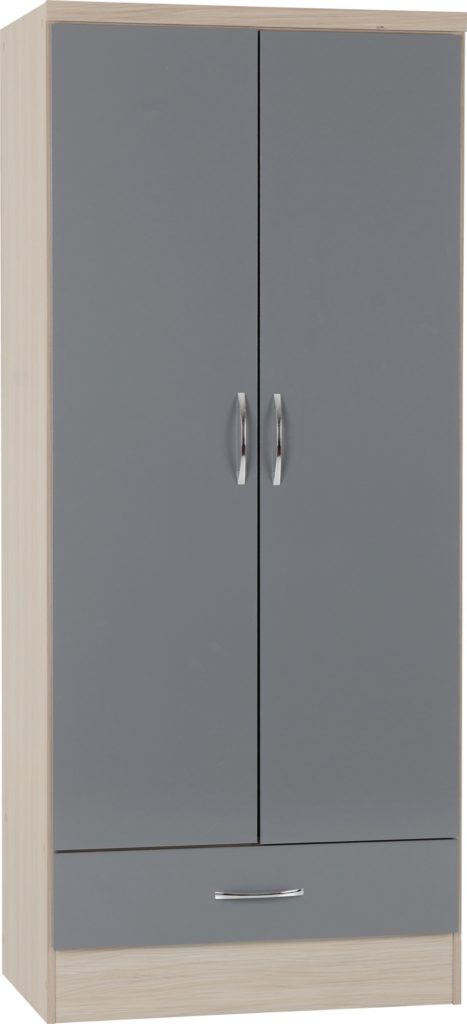 Nevada 2 Door 1 Drawer Wardrobe – Multiple Finishes