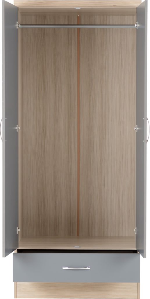 Nevada 2 Door 1 Drawer Wardrobe Bedroom Set – Multiple Finishes