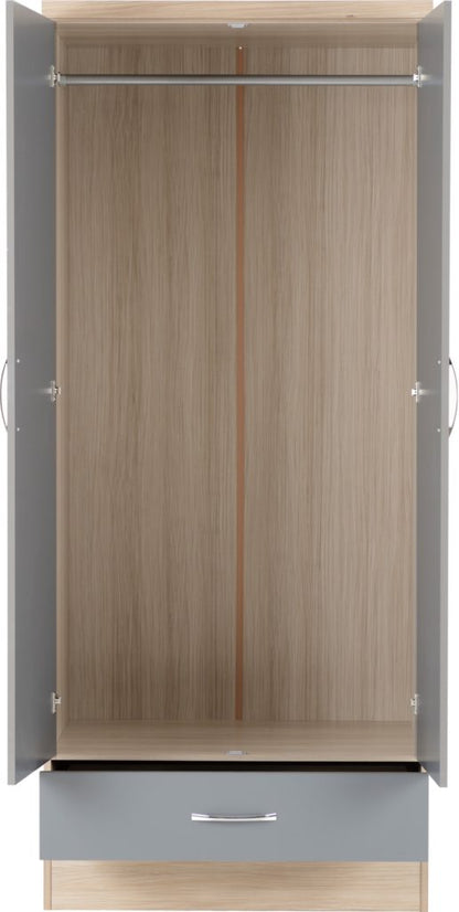Nevada 2 Door 1 Drawer Wardrobe Bedroom Set – Multiple Finishes