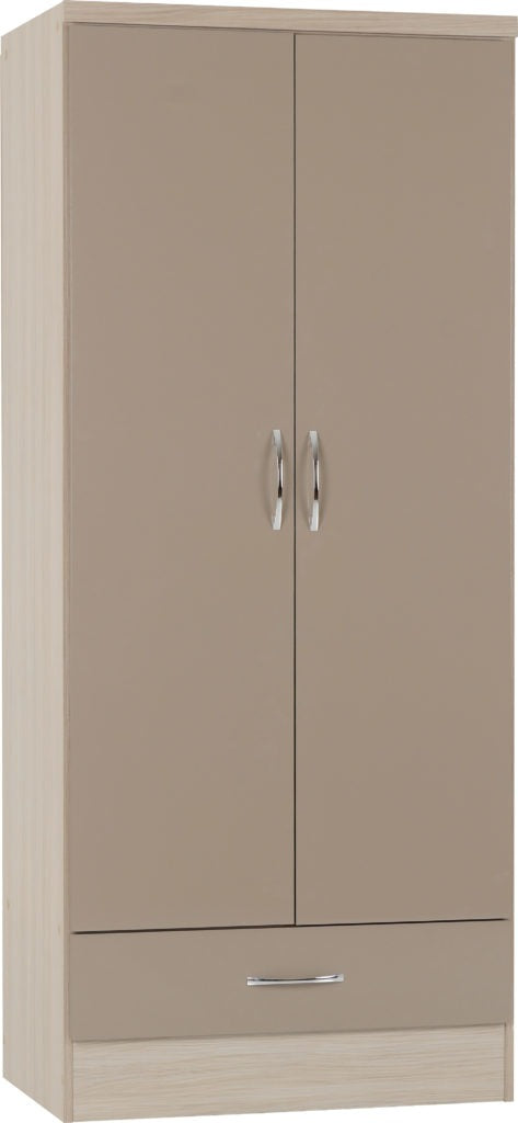 Nevada 2 Door 1 Drawer Wardrobe – Multiple Finishes