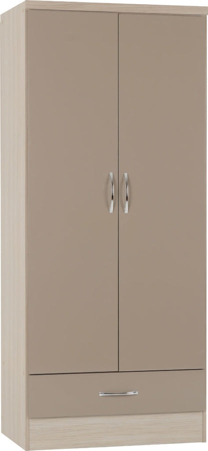 Nevada 2 Door 1 Drawer Wardrobe – Multiple Finishes