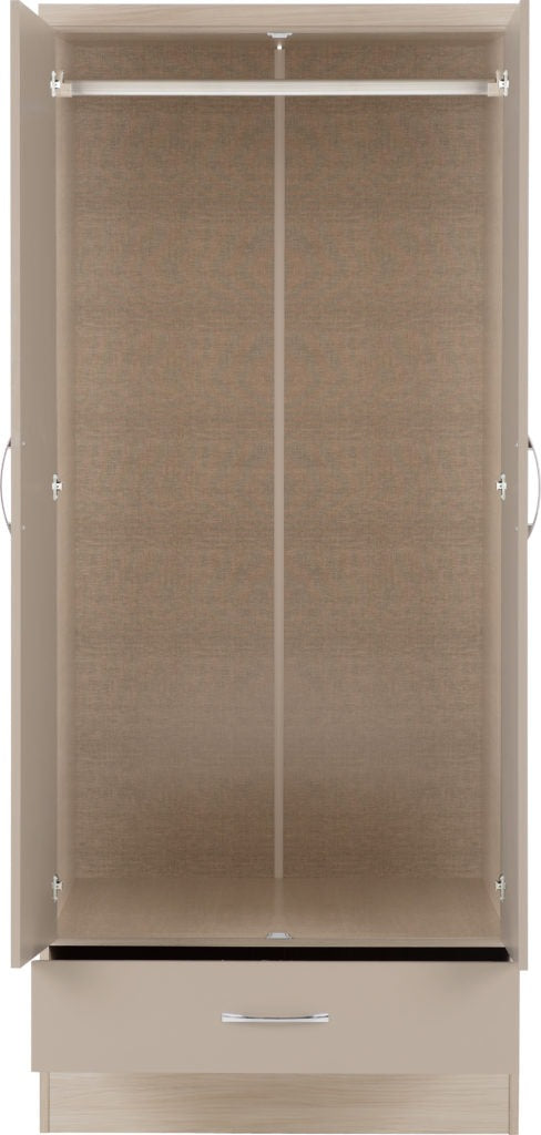 Nevada 2 Door 1 Drawer Wardrobe – Multiple Finishes