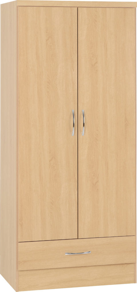 Nevada 2 Door 1 Drawer Wardrobe – Multiple Finishes