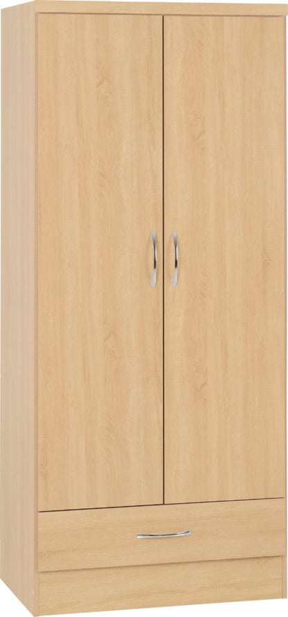 Nevada 2 Door 1 Drawer Wardrobe – Multiple Finishes