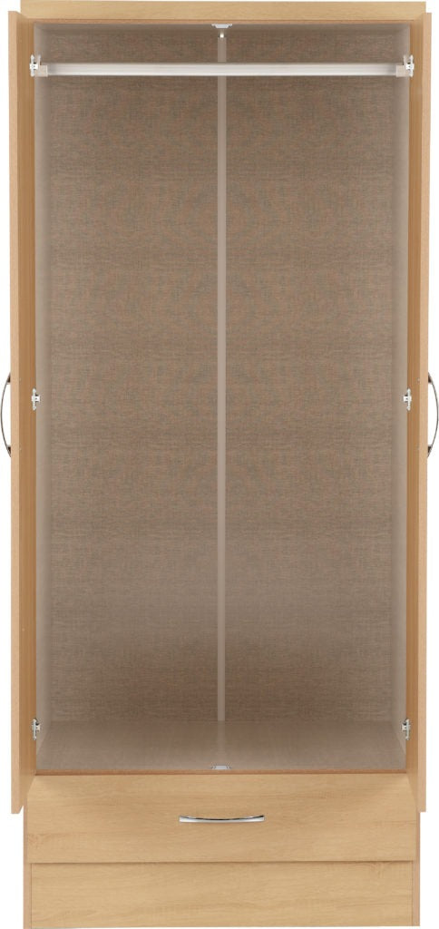 Nevada 2 Door 1 Drawer Wardrobe – Multiple Finishes