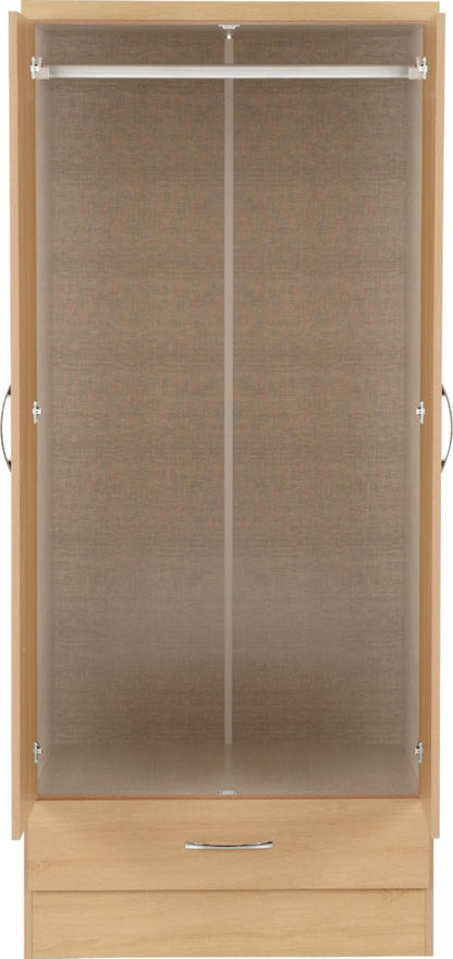 Nevada 2 Door 1 Drawer Wardrobe – Multiple Finishes