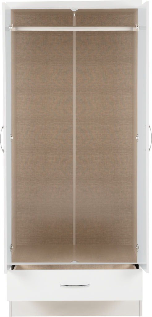 Nevada 2 Door 1 Drawer Wardrobe – Multiple Finishes