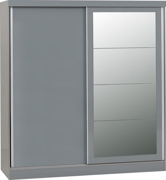 Nevada 2 Door Sliding Wardrobe – Grey Gloss / Black Gloss / White Gloss Finish