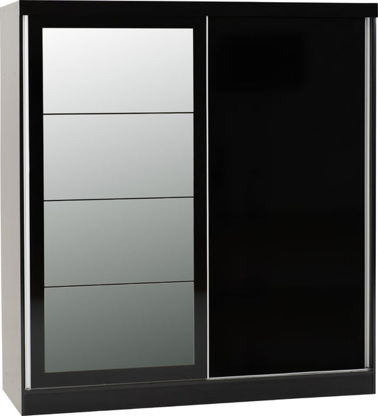 Nevada 2 Door Sliding Wardrobe – Grey Gloss / Black Gloss / White Gloss Finish