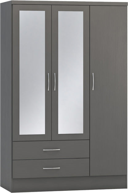 Nevada 3 Door 2 Drawer Mirrored Wardrobe – Multiple Finishes