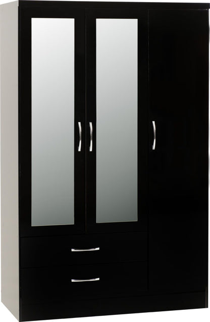 Nevada 3 Door 2 Drawer Mirrored Wardrobe – Multiple Finishes