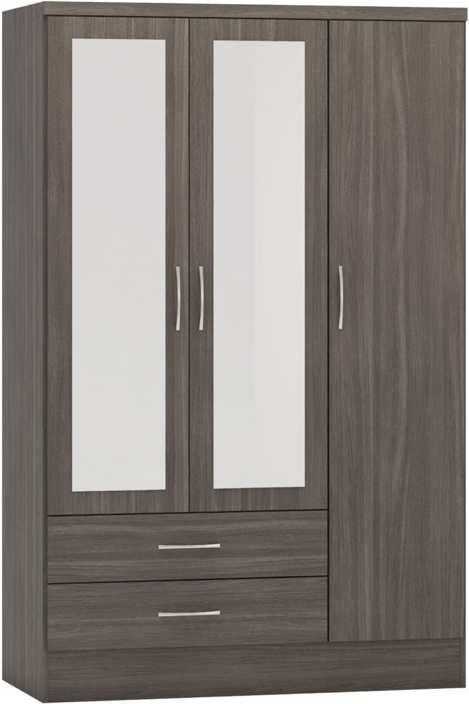 Nevada 3 Door 2 Drawer Mirrored Wardrobe – Multiple Finishes