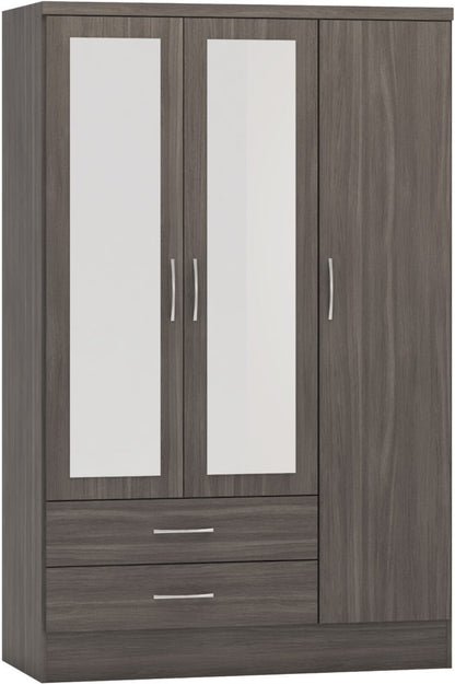 Nevada 3 Door 2 Drawer Mirrored Wardrobe – Multiple Finishes